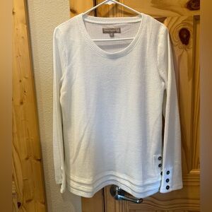 White Long Sleeve Waffle Knit Top